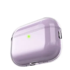 KeyBudz läpinäkyvä laventelin värinen AirPods Pro 3rd Gen -kotelo kiiltävällä pinnalla ja latausaukolla
