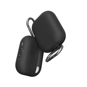 KeyBudz Elevate Series melns silikona maciņš AirPods Pro Gen 3 ar karabīni un porta vāciņu