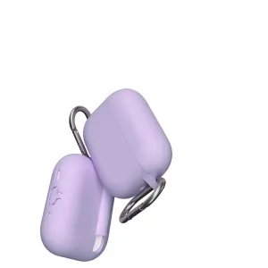 KeyBudz Elevate Series levandų spalvos silikoninis dėklas, skirtas AirPods Pro Gen 3, su karabinu