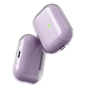 KeyBudz läpinäkyvä violetti AirPods Pro 3rd gen -suojakuori, jossa on aukot latausta ja tilavaloa varten