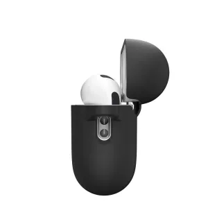 KeyBudz Elevate Series AirPods Pro Gen 3 maciņš melnā krāsā, atvērts, ar vienu austiņu iekšpusē