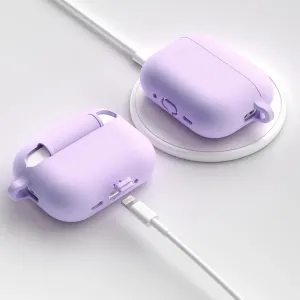 KeyBudz Elevate Series levandų spalvos silikoninis dėklas, skirtas AirPods Pro Gen 3, su įkrovimo prievado dangteliu