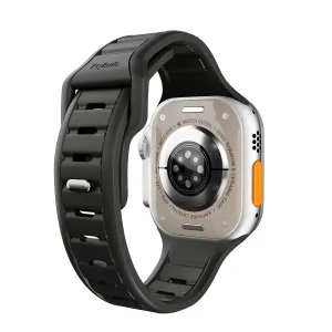 KeyBudz Journey black Apple Watch strap on Apple Watch Ultra, with matte finish and metal buckle