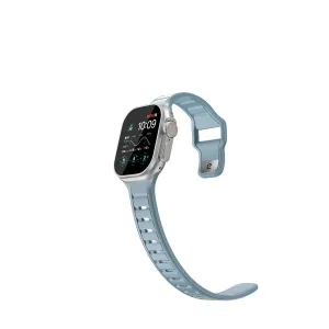 KeyBudz Journey Tidal Blue Apple Watch -ranneke hopeisessa Apple Watchissa, säätörei’illä