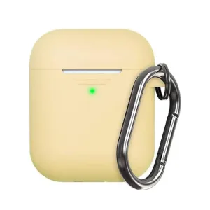 KeyBudz podSkinz nøgleringsserie pastelgult AirPods-etui-cover med karabinhage
