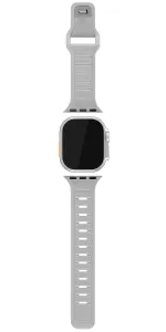 KeyBudz Journey Apple Watch-armband i stengrått med tvådelat band och klockfodral på svart bakgrund