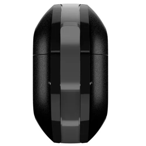 KeyBudz ElementProof-etui til AirPods 3 i kulsort, vist i sideprofil med blank midterstribe og teksturerede, matte sider.