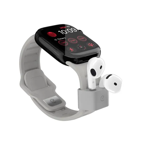 KeyBudz Sync+ Series FKM-urrem og AirPod-dock til 38-42 mm Apple Watch - Stengrå