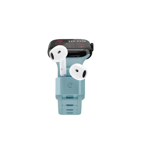 KeyBudz Sync+ Series FKM -kellohihna ja AirPod-telakka 38–42 mm:n Apple Watch -kellolle - Tidal Blue