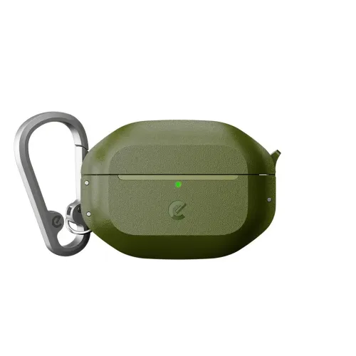 KeyBudz Element Series skyddsfodral för AirPods Pro 3rd Gen i olivgrönt med karbinhake