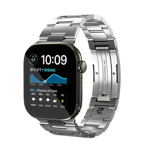 KeyBudz spectra Series rostfritt stål Apple Klockarmband - Large–Justerbart armband med säkert spänne