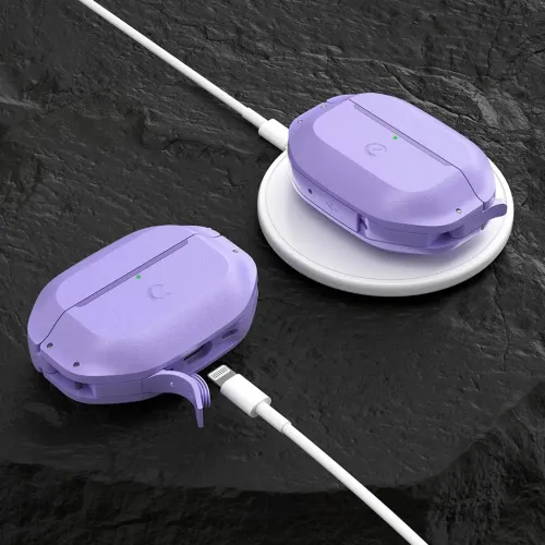 KeyBudz Element Series lavendelfodral för AirPods Pro 3:e generationen på trådlös laddningsplatta
