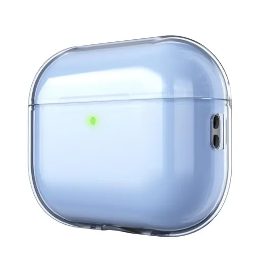 KeyBudz jelly Series Transparent etui til AirPods Pro 3. generation - Stødabsorberende beskyttelse med snor - Babyblå