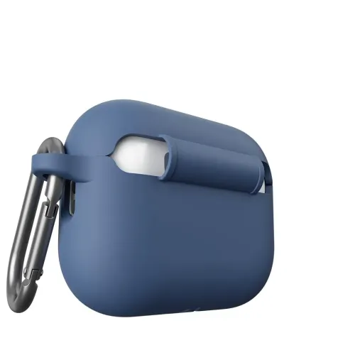 KeyBudz koboltblått skyddsfodral i silikon för AirPods Pro Gen 3 med karbinhake och dammskydd