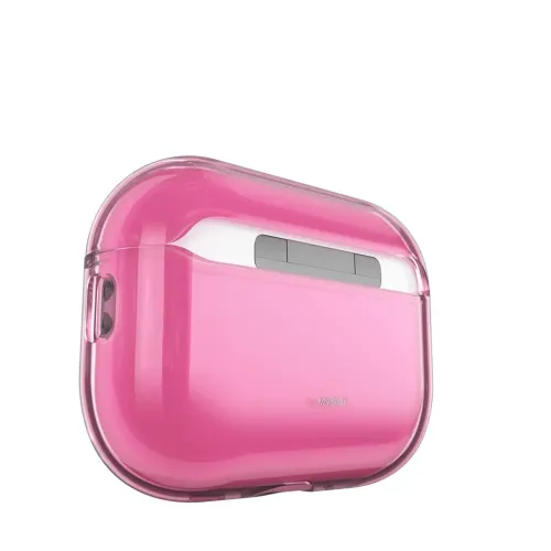 KeyBudz jelly Series Transparent fodral för AirPods Pro 3:e generationen–Stötdämpande skydd med trådlös laddning - Neonrosa