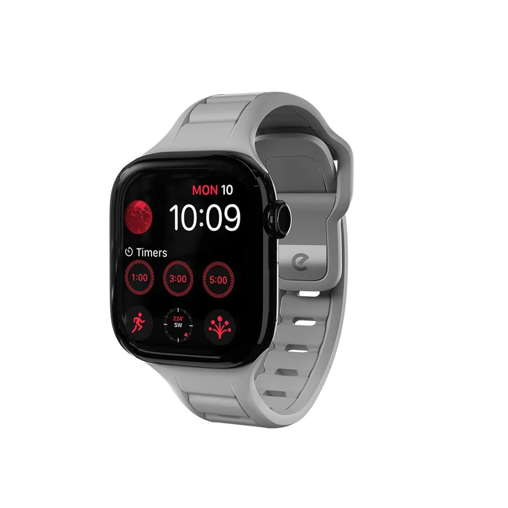 KeyBudz journey Apple Klockarmband (Storlek: Small) – FKM-rem med vattentät konstruktion - Stengrå