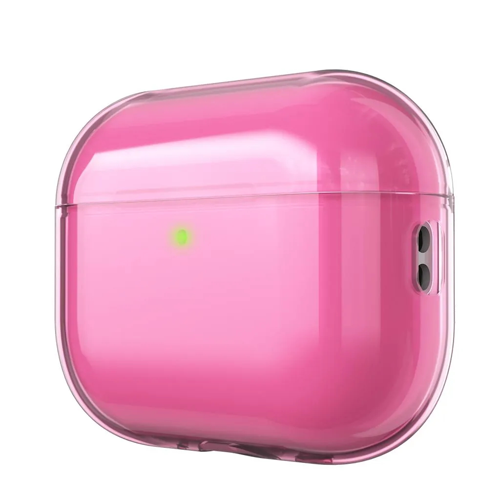 KeyBudz jelly Series Transparent fodral för AirPods Pro 3:e generationen–Stötdämpande skydd med trådlös laddning - Neonrosa