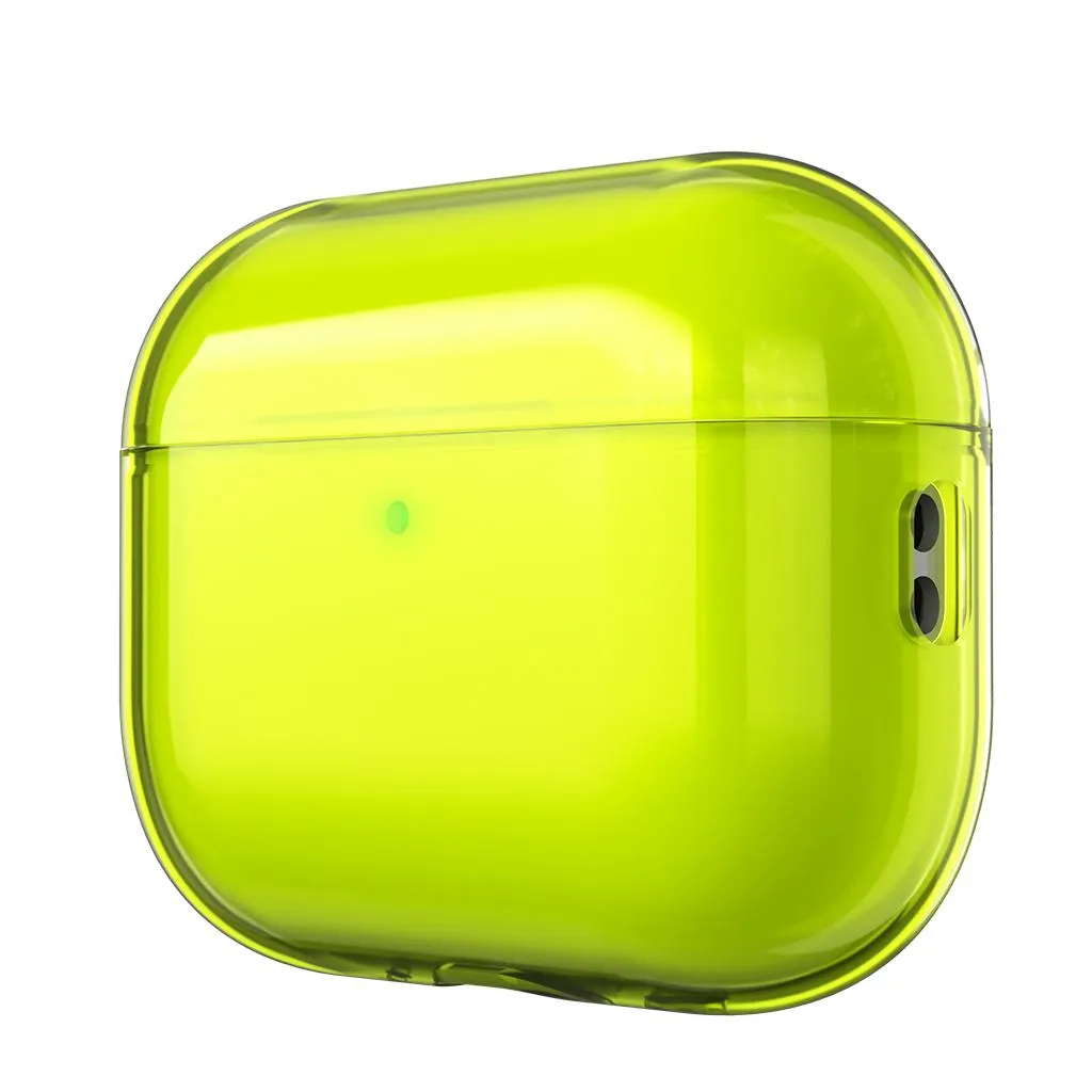 KeyBudz jelly Series Transparent skal för AirPods Pro 3:e generationen – Stöttåligt skydd med nyckelband - Neongul