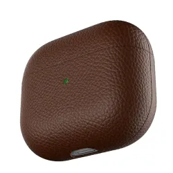 PodSkinz Artisan Series Leather Case i naturbrun for AirPods 3, ekte italiensk lær, kompatibel med trådløs lading, 360° beskyttelse