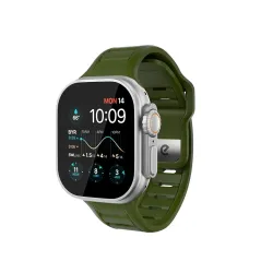 KeyBudz Journey Apple Watch Strap in Forest Green, durable FKM material, waterproof, UV-resistant, fits Apple Watch 44-49mm, sleek design